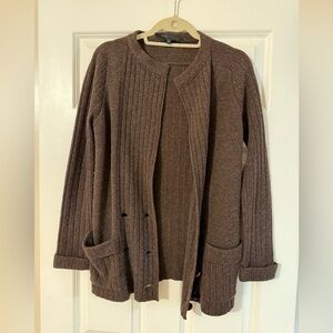Marc Jacobs Lambs Wool Size Small Brown Ribbed Cardigan